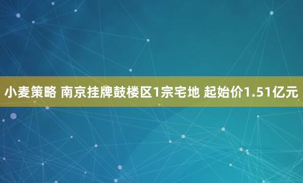 小麦策略 南京挂牌鼓楼区1宗宅地 起始价1.51亿元